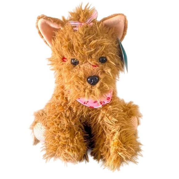 Hugme Adorable Yorki Dog with kisses and bow stuffed animal toy - Picture 1 of 5